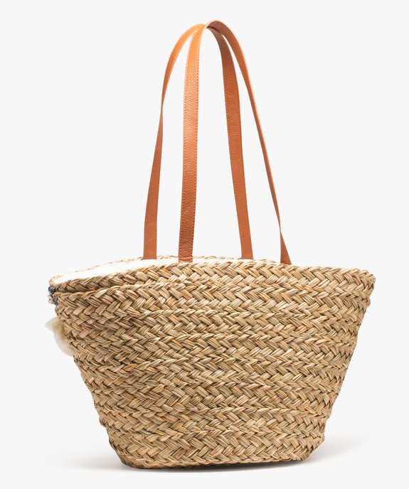 Sac de plage femme en paille avec pompons et coquillages vue2 - GEMO (ACCESS) - GEMO