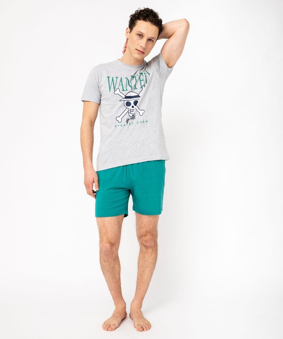 Pyjashort en coton imprimé homme - One Piece vue1 - ONE PIECE - GEMO