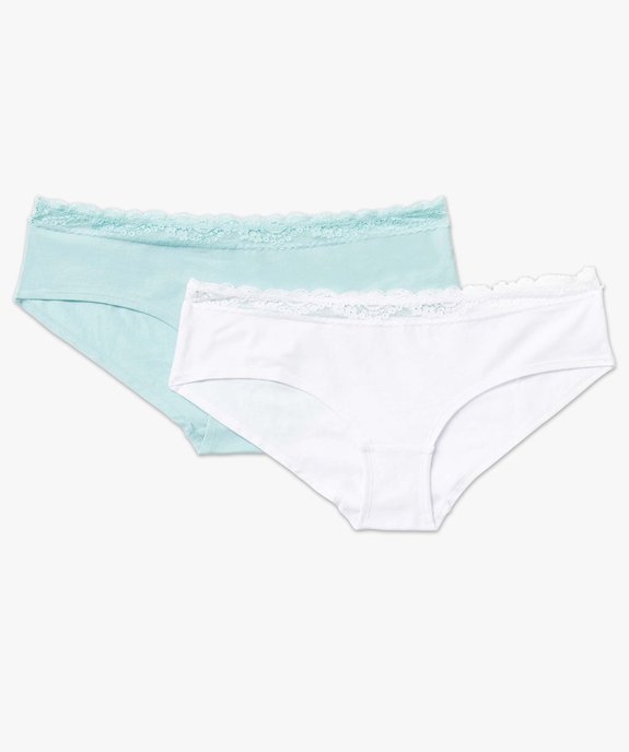 Shorty en coton stretch avec ceinture dentelle femme (lot de 2) vue4 - GEMO 4G FEMME - GEMO