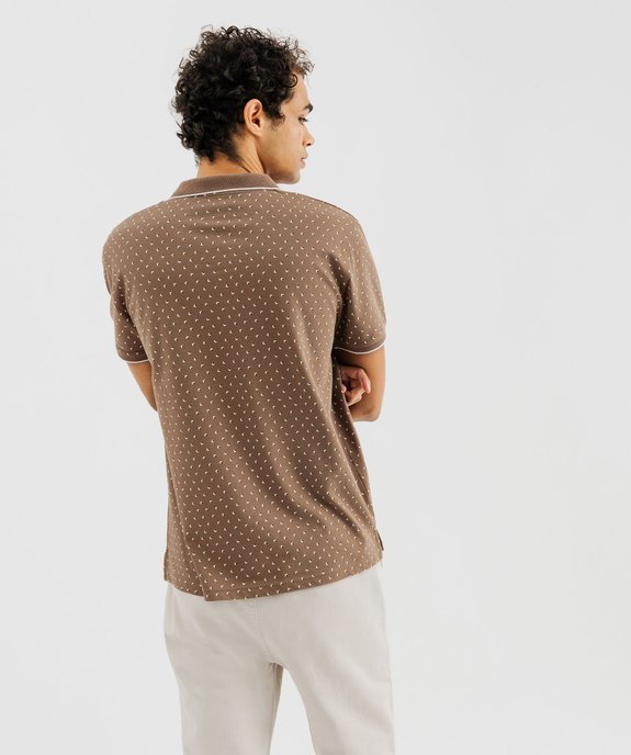 Polo manches courtes en maille piquée à micro-motifs homme vue3 - GEMO (HOMME) - GEMO