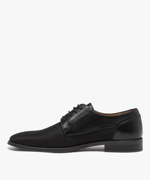 Derbies homme unis en cuir et en textile - Pierre Cardin vue3 - PIERRE CARDIN CONFORT - GEMO