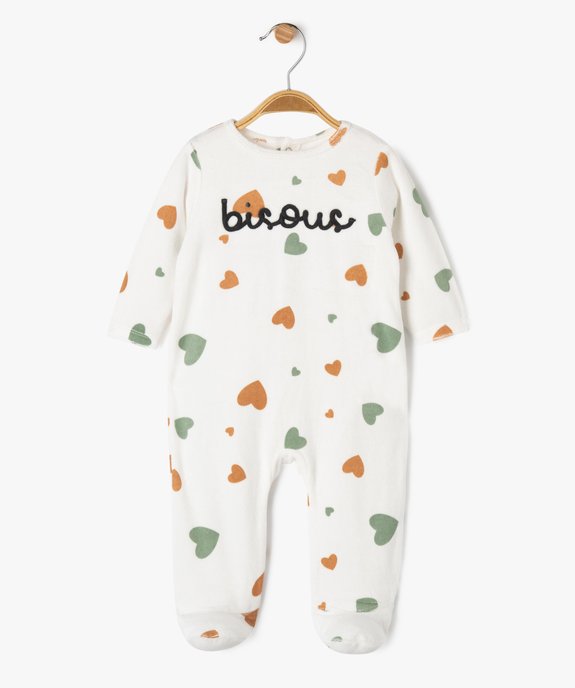 Pyjama en velours dors-bien motifs cœurs bébé vue1 - GEMO 4G BEBE - GEMO