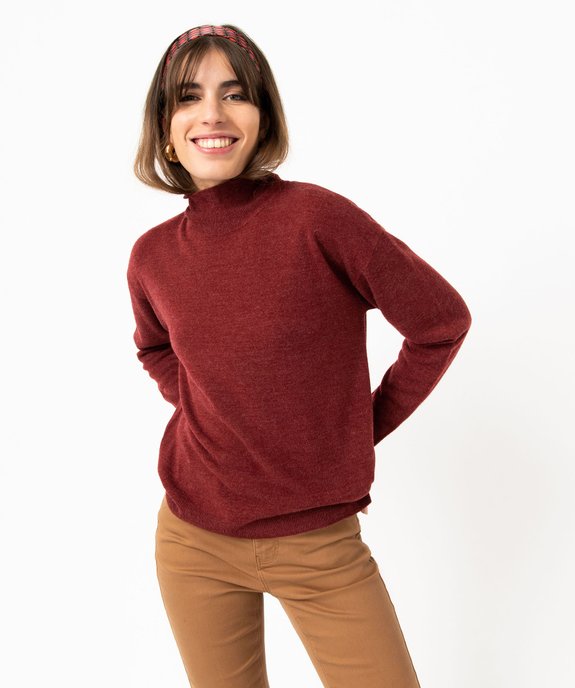 Pull à col montant en maille fine femme vue1 - GEMO(FEMME PAP) - GEMO