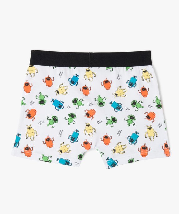 Boxers en coton stretch uni et imprimé garçon (lot de 2) vue3 - GEMO 4G GARCON - GEMO