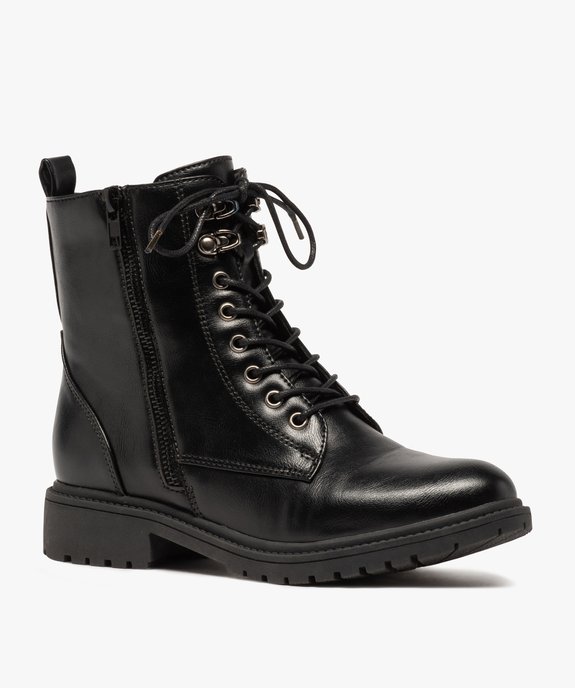 Boots femme unis à semelle crantée et zip décoratif vue2 - GEMO (CASUAL) - GEMO