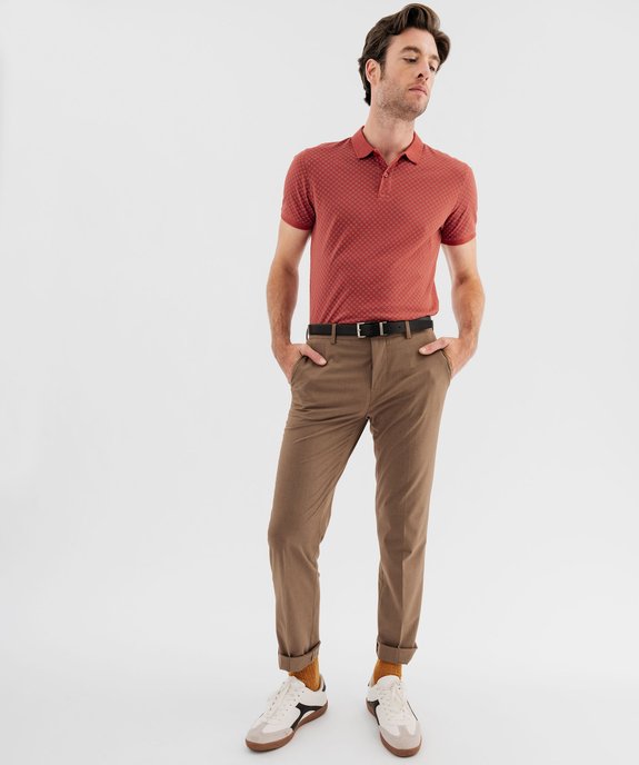 Polo manches courtes en maille piquée à petits motifs homme vue8 - GEMO 4G HOMME - GEMO