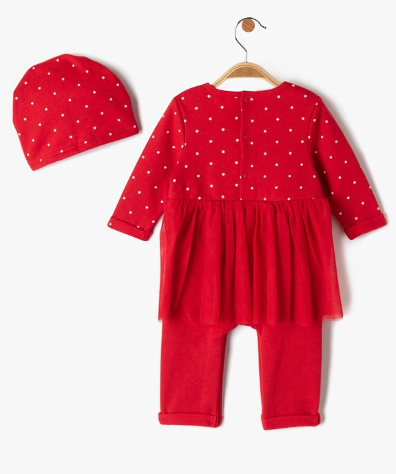 Ensemble bébé fille 2 pièces spécial Noël : combinaison + bonnet vue4 - GEMO(BB COUCHE) - GEMO