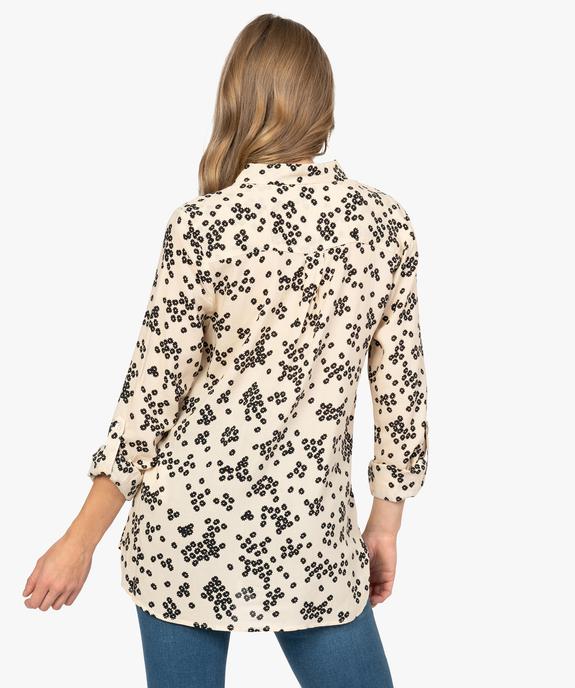 Blouse femme fluide à motifs et col v à boutons vue3 - GEMO(FEMME PAP) - GEMO