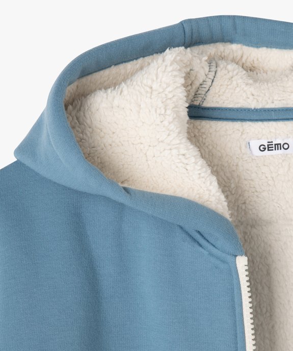 Sweat à capuche zippé avec intérieur sherpa garçon vue3 - GEMO (JUNIOR) - GEMO