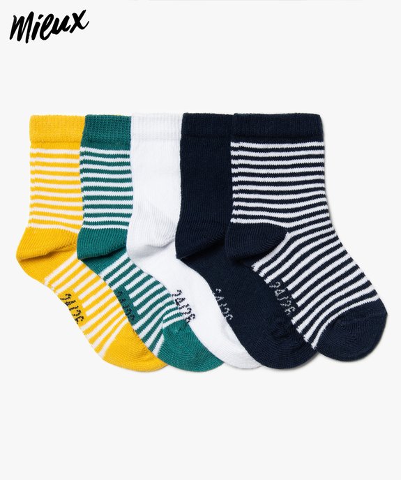 Chaussettes à rayures bébé (lot de 5) vue1 - GEMO 4G BEBE - GEMO