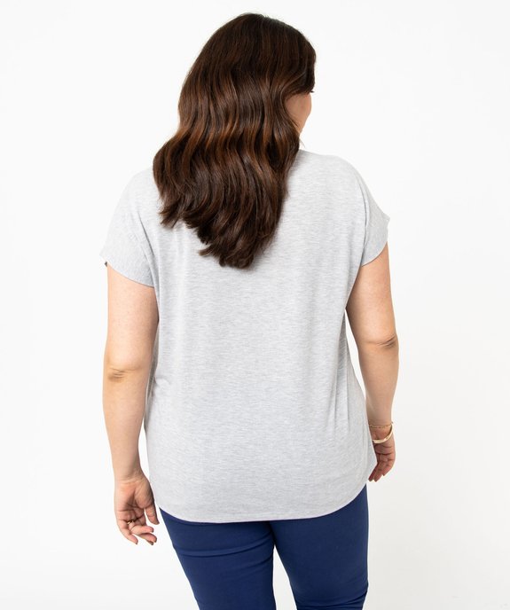 Tee-shirt femme grande taille à manches courtes avec motifs vue3 - GEMO (G TAILLE) - GEMO