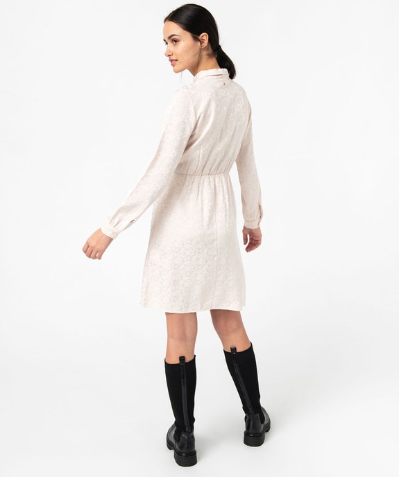 Robe chemise à manches longues en maille satinée femme vue3 - GEMO(FEMME PAP) - GEMO