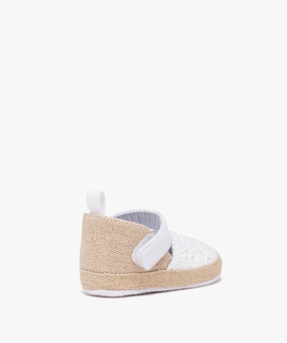 Chaussons de naissance bébé fille espadrilles à scratch brodées vue4 - GEMO 4G BEBE - GEMO