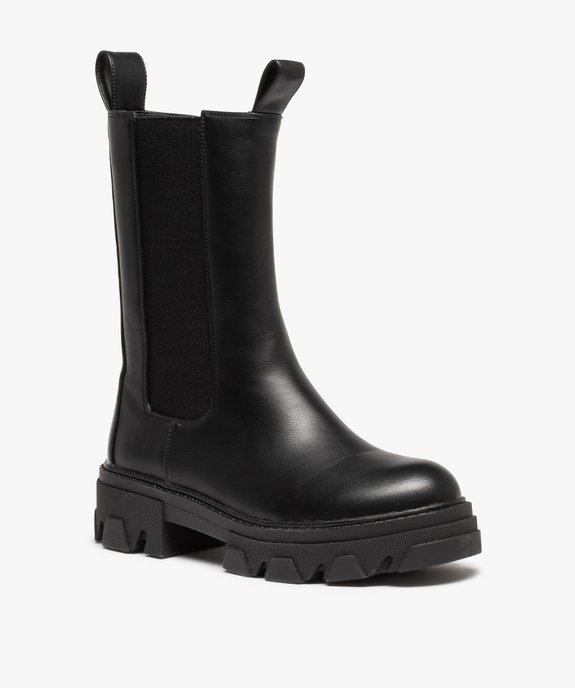 Boots femme Chelsea unies à semelle épaisse et crantée vue2 - GEMO (CASUAL) - GEMO