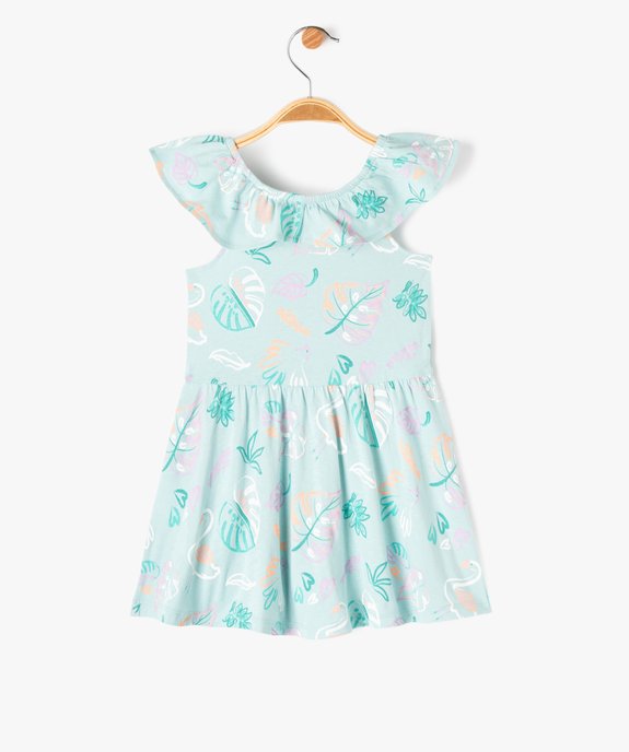 Robe à col volanté en jersey de coton imprimé bébé fille vue4 - GEMO 4G BEBE - GEMO