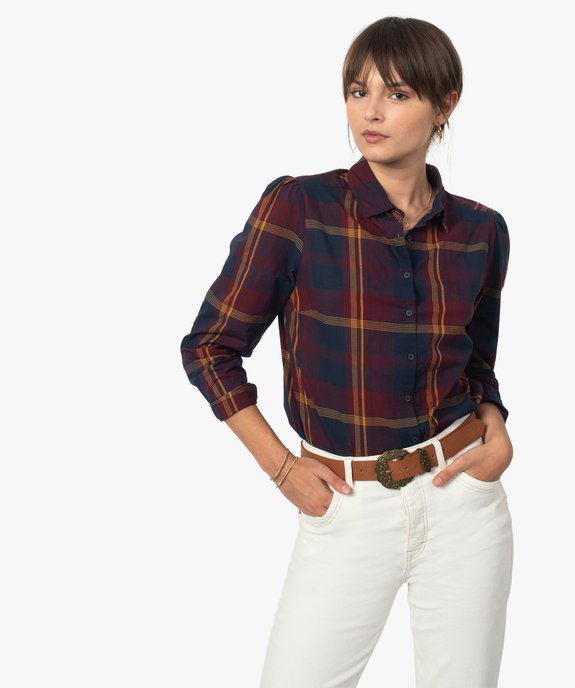 Chemise femme à carreaux 100% coton vue1 - GEMO(FEMME PAP) - GEMO