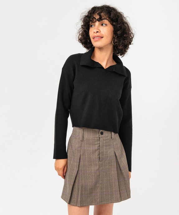 Pull court avec col polo femme vue1 - GEMO(FEMME PAP) - GEMO