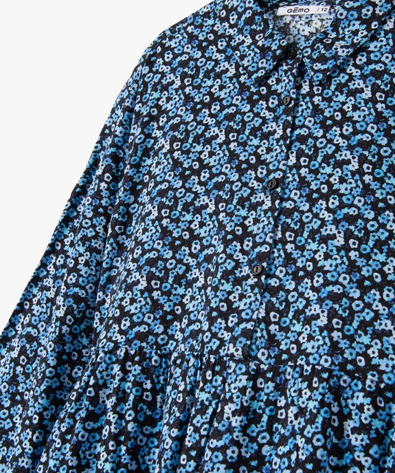 Robe fille à motifs fleuris et col chemise vue2 - GEMO (JUNIOR) - GEMO