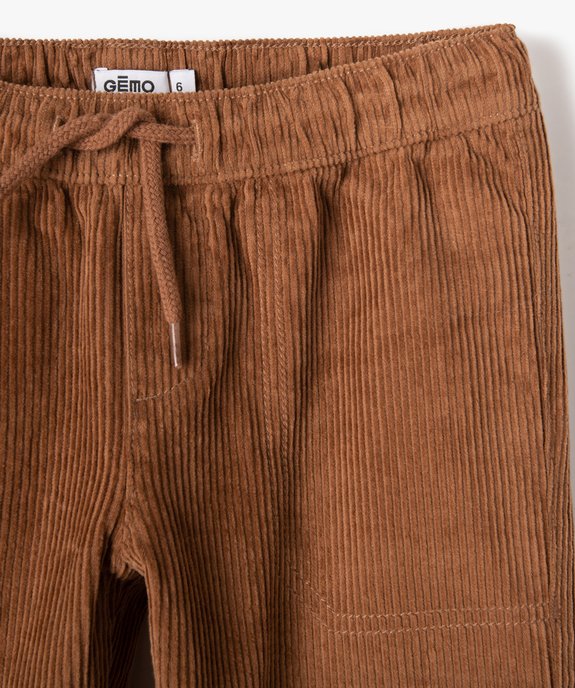 Pantalon garçon en velours côtelé à taille élastiquée vue2 - GEMO (ENFANT) - GEMO