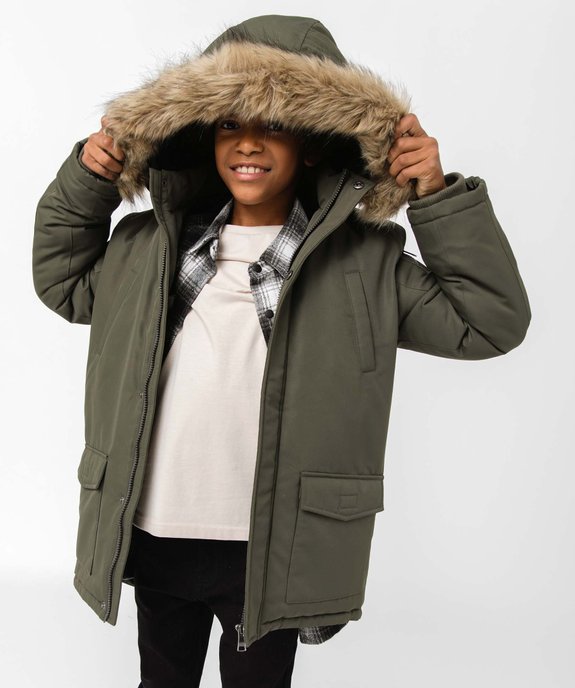 Blouson garçon matelassé avec doublure sherpa et capuche fantaisie vue6 - GEMO 4G GARCON - GEMO