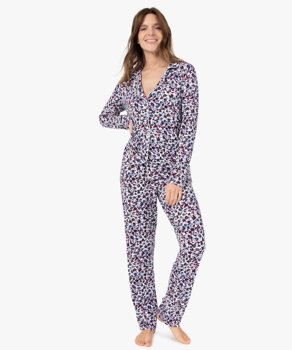 Pyjama deux pièces femme : chemise et pantalon vue1 - GEMO 4G FEMME - GEMO