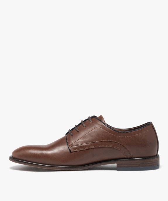 Derbies unis en cuir imitation homme vue3 - GEMO(URBAIN) - GEMO