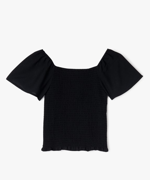 Tee-shirt en viscose avec buste smocké fille vue3 - GEMO 4G FILLE - GEMO