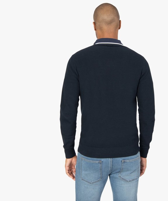 Pull homme en maille fantaisie avec col rond vue3 - GEMO (HOMME) - GEMO