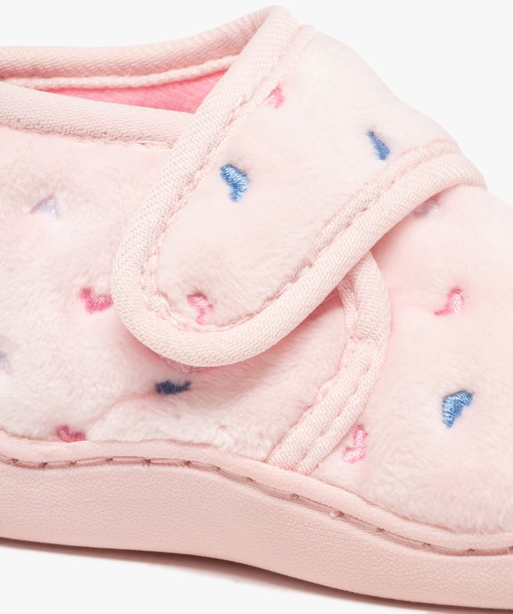 Chaussons bottillons en velours avec motifs coeurs brodés bébé fille vue6 - GEMO 4G BEBE - GEMO