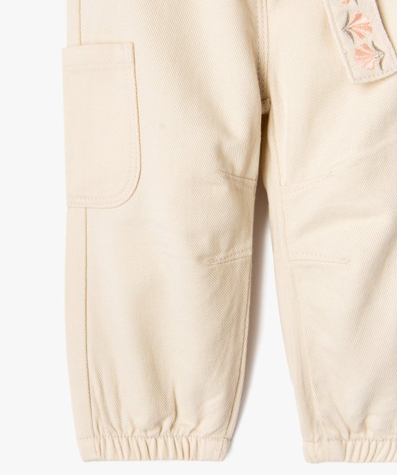 Pantalon jogger en toile de coton avec ceinture bébé fille vue3 - GEMO(BEBE DEBT) - GEMO