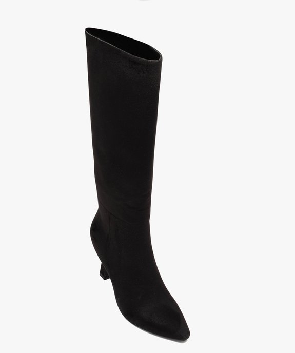 Bottes femme à talon fin en suédine unie avec bout pointu vue5 - GEMO(URBAIN) - GEMO