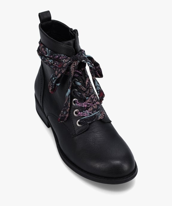 Bottines femme à talon plat et lacets en foulard imprimé vue6 - GEMO (CASUAL) - GEMO