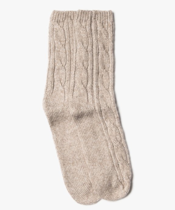 Chaussettes hautes en maille torsadée femme vue1 - GEMO(HOMWR FEM) - GEMO