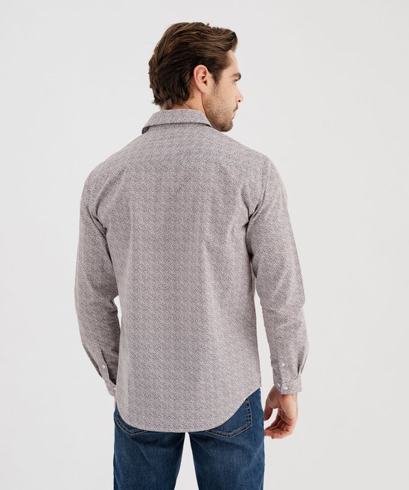 Chemise à manches longues en coton imprimé coupe droite homme vue3 - GEMO 4G HOMME - GEMO