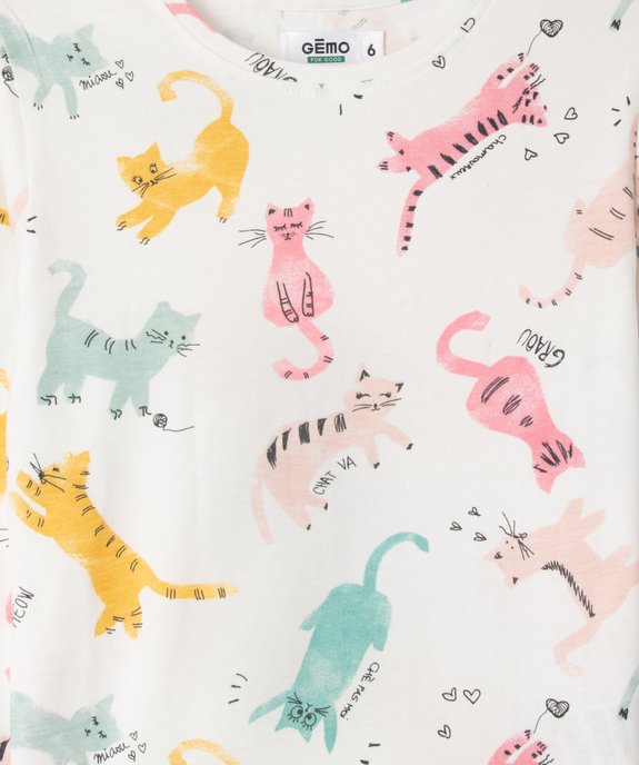 Pyjama en coton 2 pièces à motif chats fille vue3 - GEMO 4G FILLE - GEMO