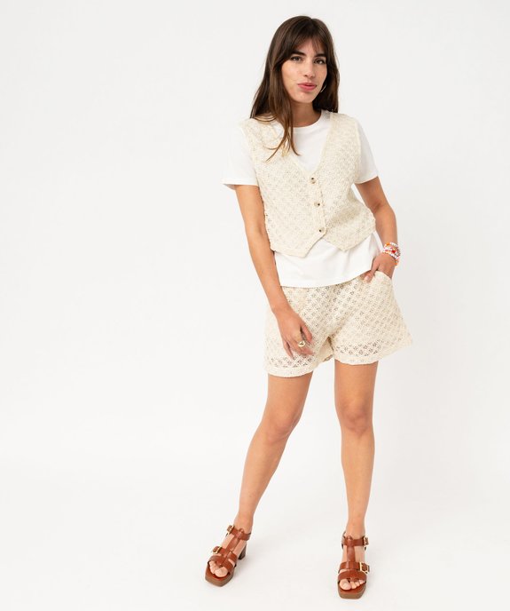 Short ample taille haute en maille ajourée femme vue6 - GEMO(FEMME PAP) - GEMO