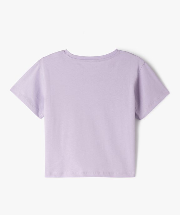 Tee-shirt manches courtes coupe courte à inscription fille vue3 - GEMO (ENFANT) - GEMO