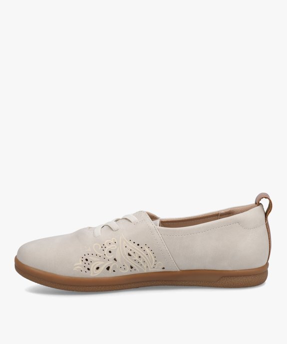 Derbies femme souples à talon plat et lacets élastiques vue3 - GEMO (CASUAL) - GEMO