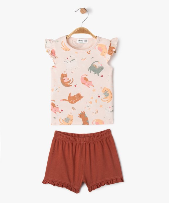 Pyjashort en coton doux imprimé chats bébé vue1 - GEMO 4G BEBE - GEMO