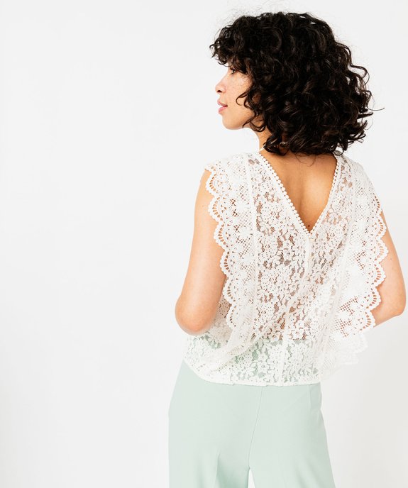 Blouse sans manches encolure V en dentelle et crochet femme vue3 - GEMO(FEMME PAP) - GEMO