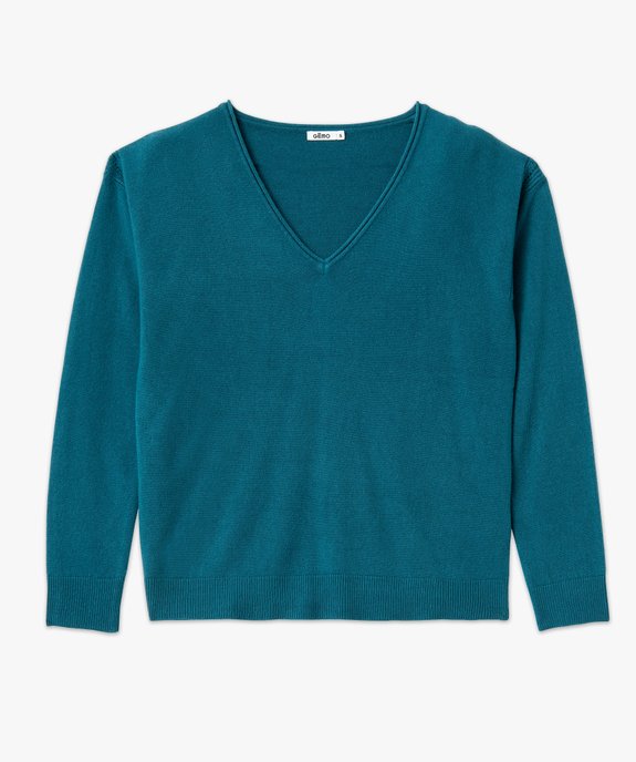 Pull femme en maille fine avec large col V vue4 - GEMO(FEMME PAP) - GEMO