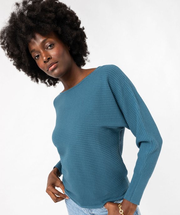 Pull en maille côtelée et manches chauve-souris femme vue1 - GEMO(FEMME PAP) - GEMO