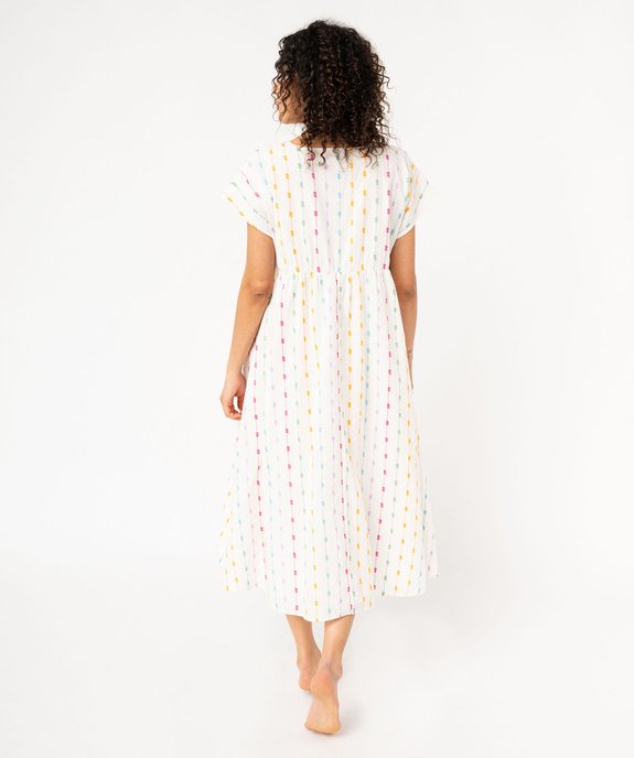 Robe longue et ample à manches courtes et motifs brodés femme vue3 - GEMO(FEMME PAP) - GEMO