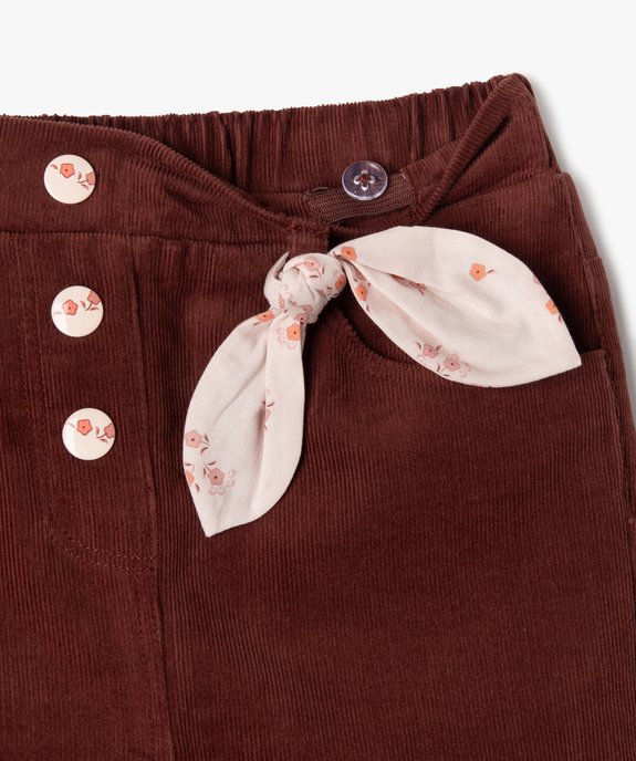 Pantalon en velours côtelé avec noeud à la taille bébé fille vue2 - GEMO(BEBE DEBT) - GEMO