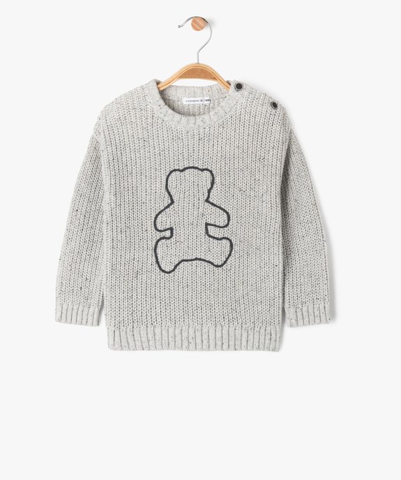 Pull en grosse maille avec motif ourson bébé - LuluCastagnette vue1 - LULUCASTAGNETTE - GEMO