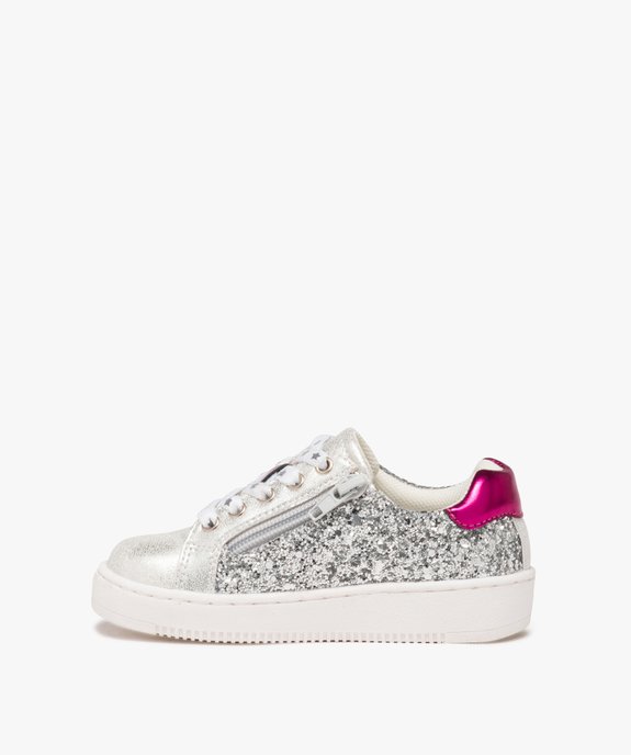 Baskets fille à strass avec lacets et zip détail étoile vue3 - GEMO 4G FILLE - GEMO