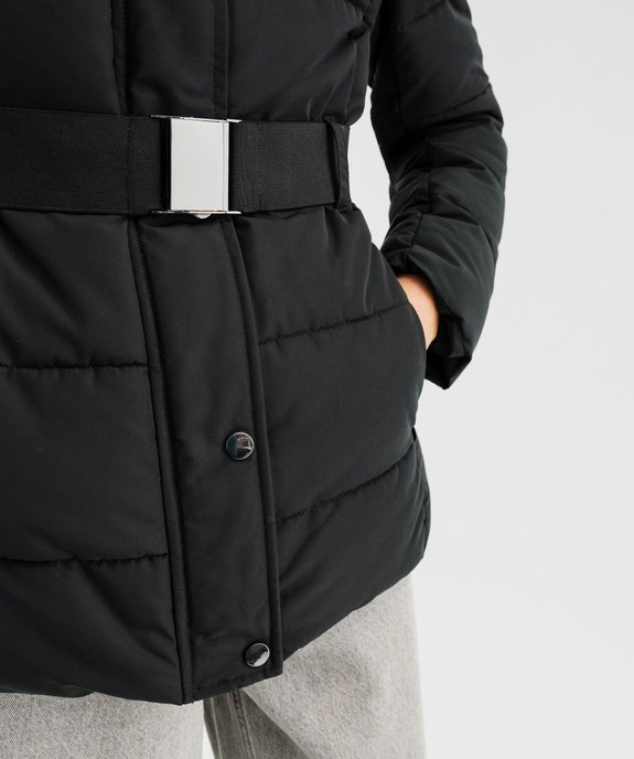 Blouson matelassé avec capuche à bord amovible et ceinture femme vue6 - GEMO(FEMME PAP) - GEMO