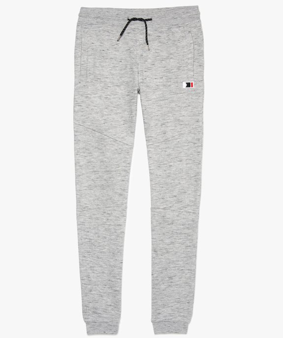 Pantalon de jogging garçon chiné avec bords-côtes unis  vue2 - GEMO (JUNIOR) - GEMO