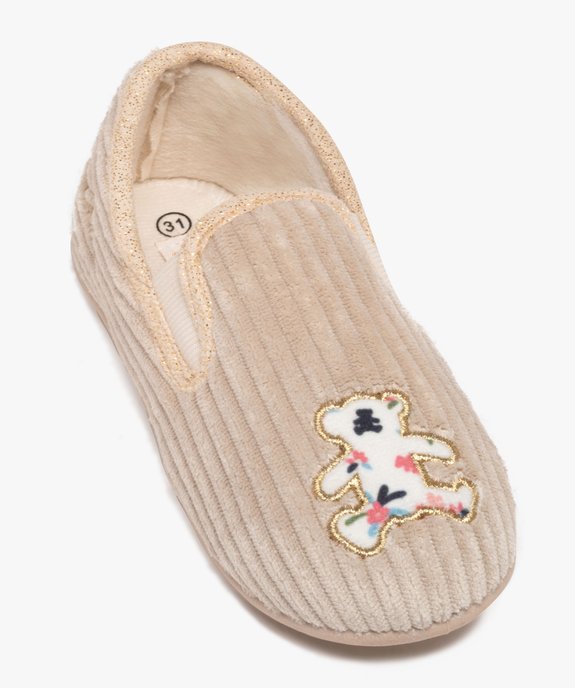 Chaussons pantoufles en velours côtelé fille - LuluCastagnette vue5 - LULU CASTAGNETTE - GEMO