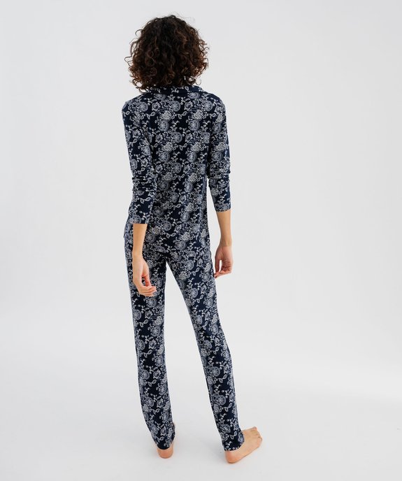 Pyjama deux pièces femme : chemise et pantalon vue3 - GEMO 4G FEMME - GEMO